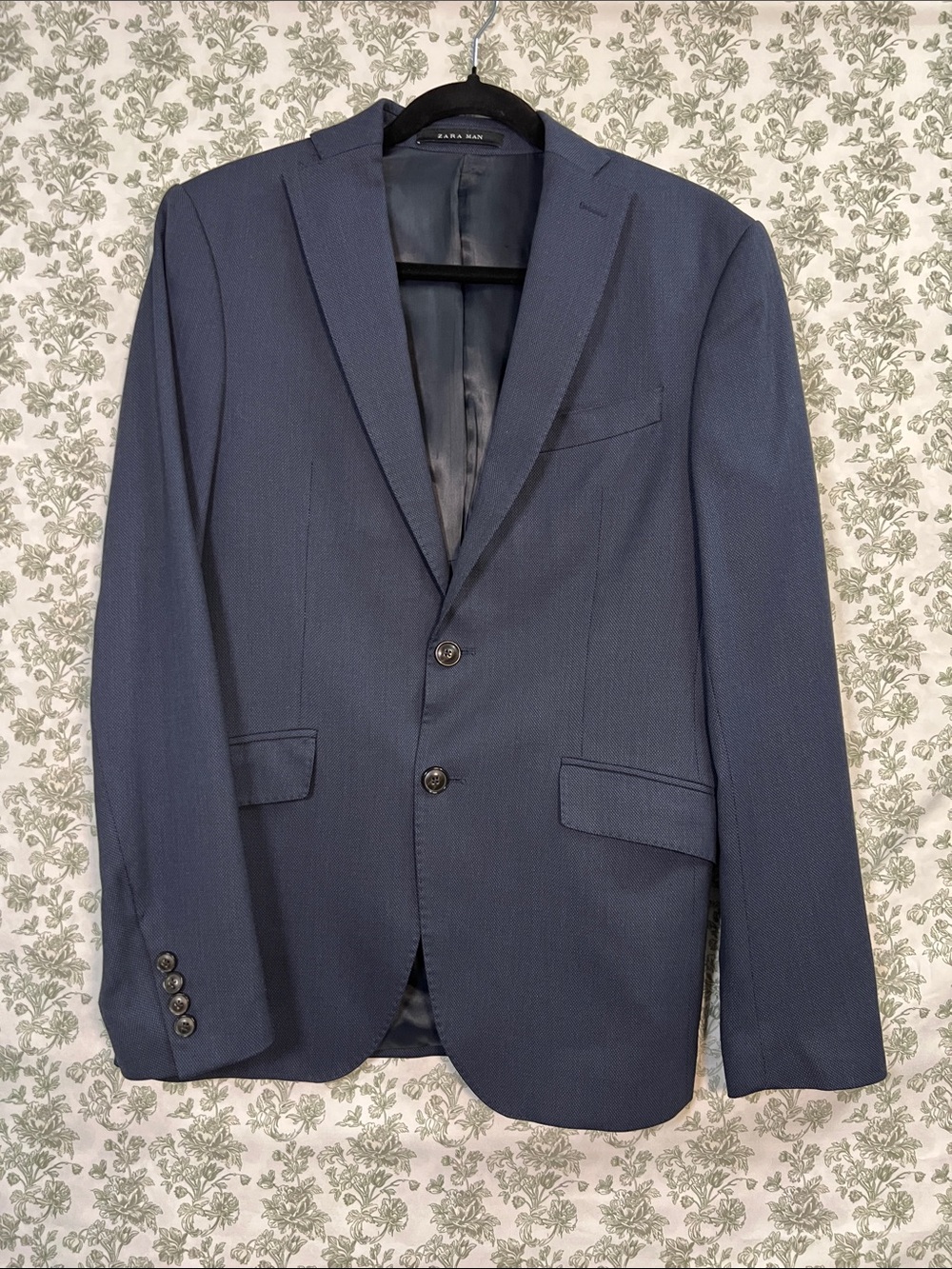 Zara Man Essential Blue Textured Blazer Suit Jacket Size 36R